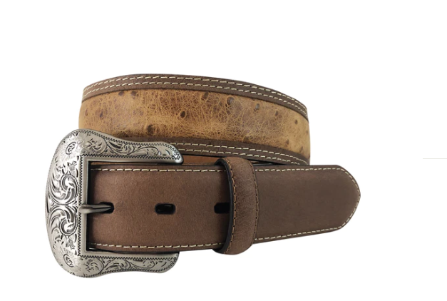 9548500 Roper Mns Ostrich Print Leather Belt