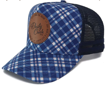 31331 Dusty Creek Women's Navy Gingham High Pony Tail Cap