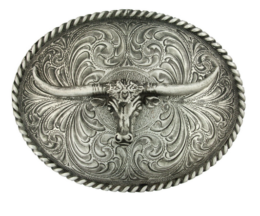 61028 Montana Silversmiths Western Antique Steer head Buckle
