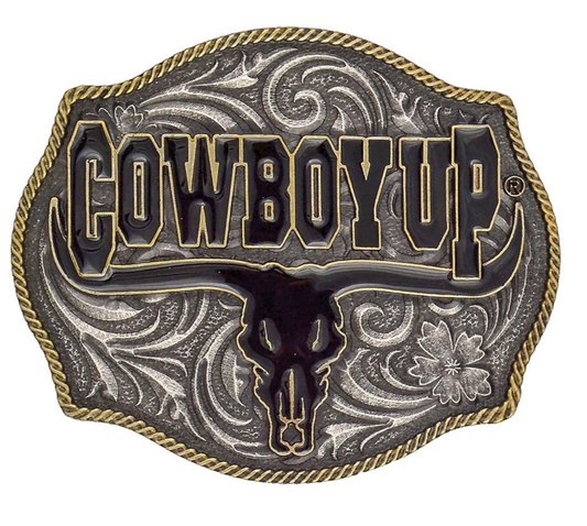 A354 Montana Silversmiths Western Buckle Cowboy Up Says the Bull