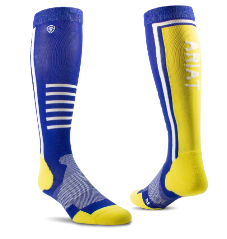 10043936 Ariat Unisex Ariattek Slimline Performance Socks Surf The Web Yellow
