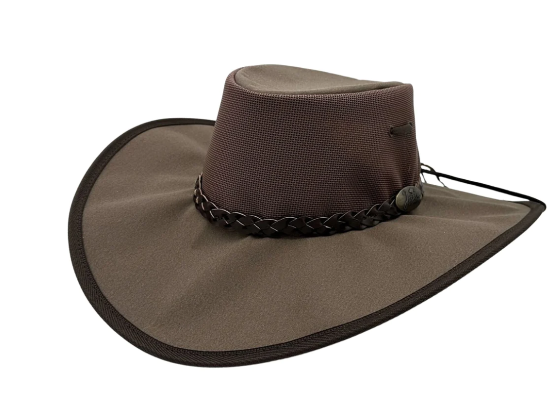 0126BRO Jacaru Parks Koolaroo Mesh Wide Brim Brown