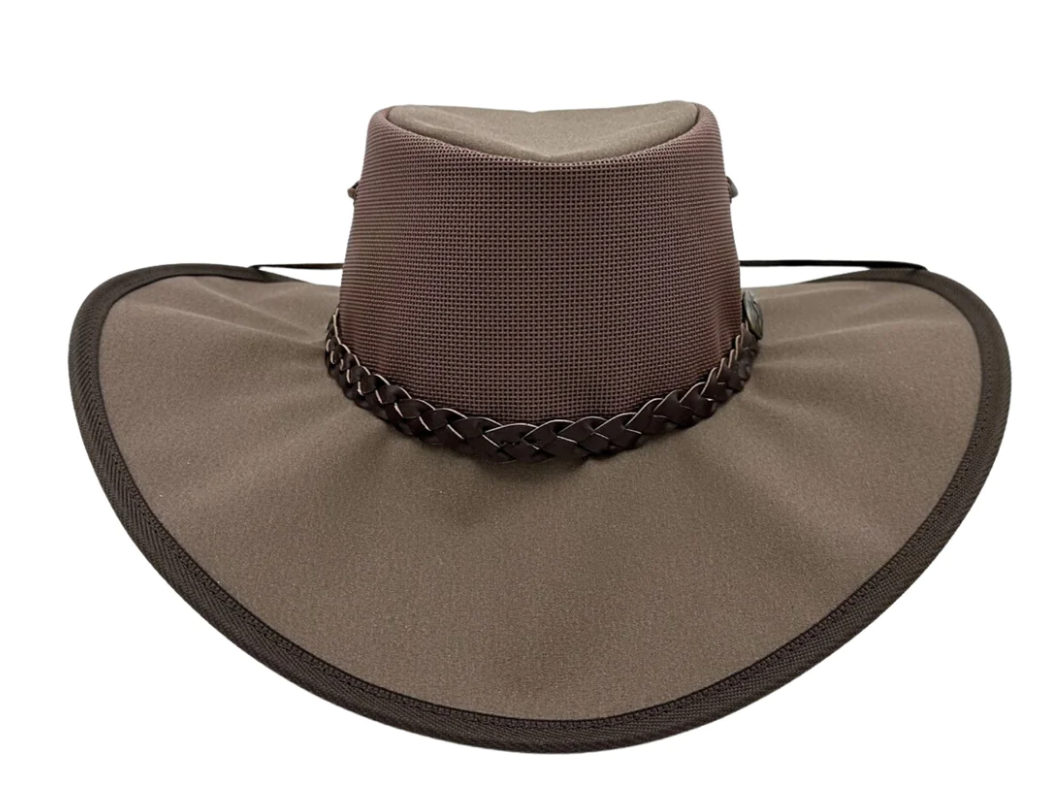 0126BRO Jacaru Parks Koolaroo Mesh Wide Brim Brown