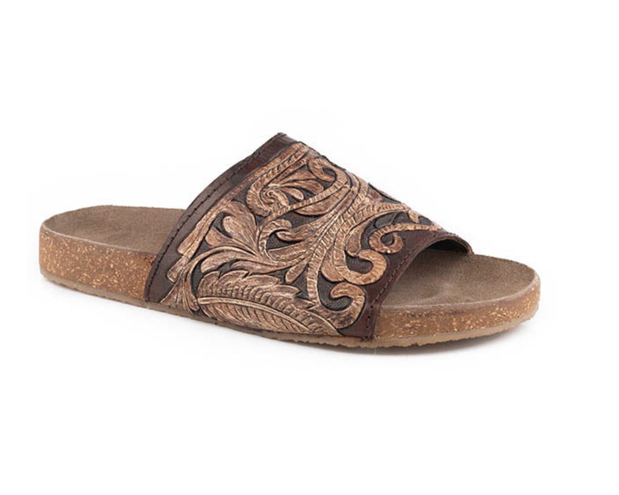 09-021-0607-3228 Roper Women's Destiny Cream/ Brown Tooled Leather