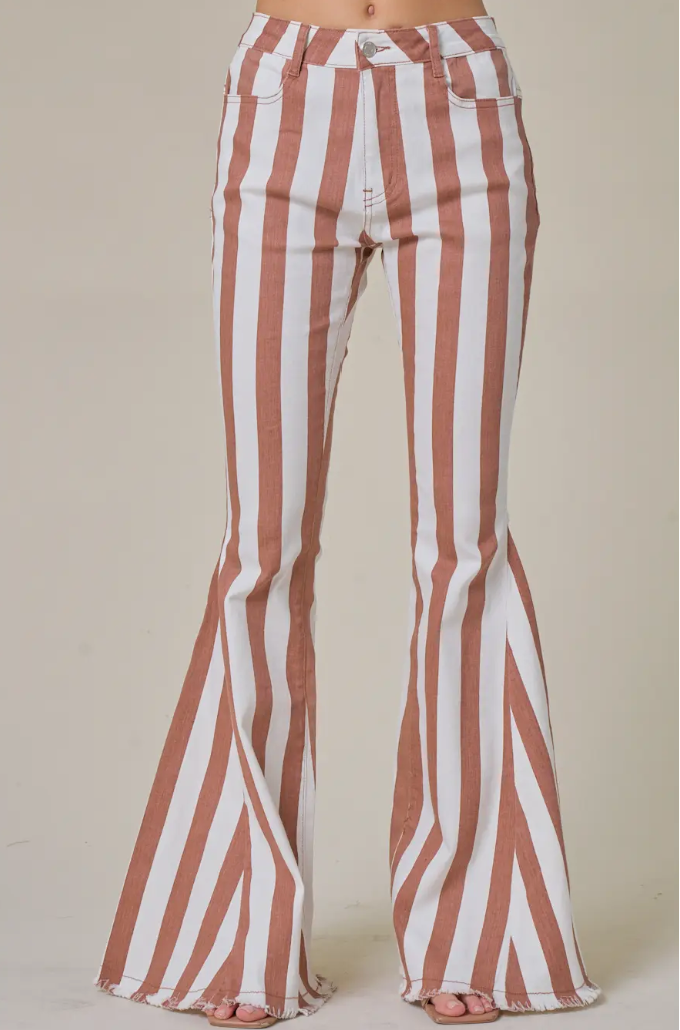 WL482 Vegas Line Tao Striped Bell Bottom Jeans