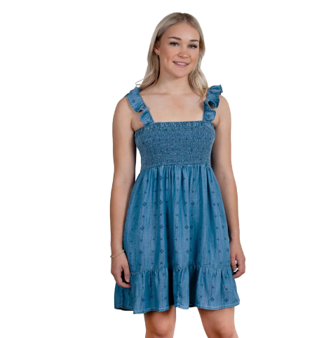 10045010 Ariat Women's Paisley Pursuit Dress Light Denim Blue