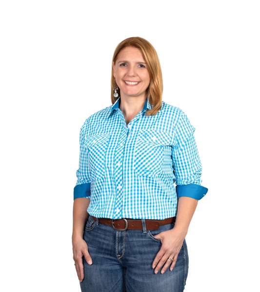 WWLS2380 Just Country Abbey full button workshirt Blue jewel check