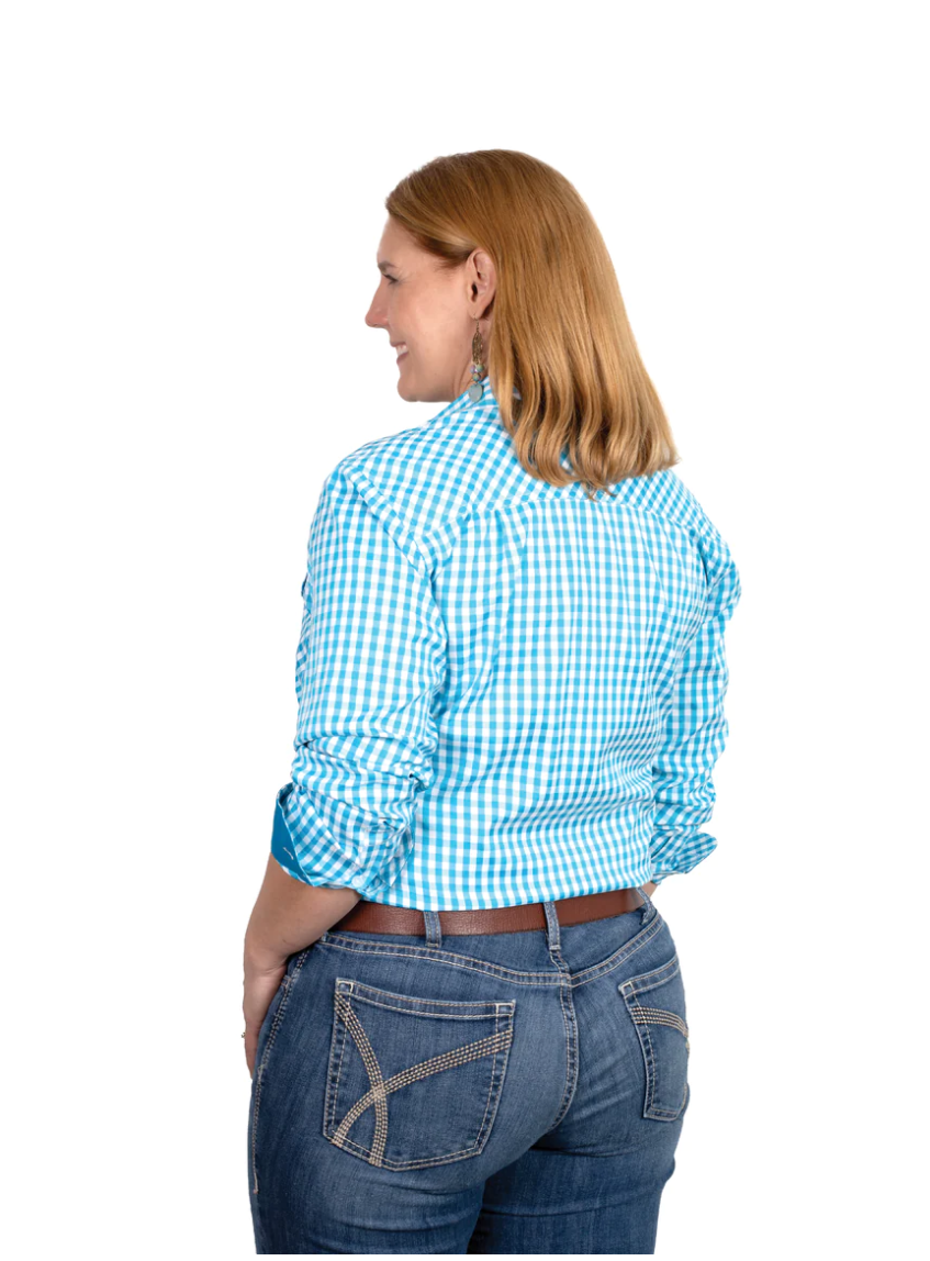 WWLS2380 Just Country Abbey full button workshirt Blue jewel check