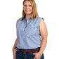 WWNS2382 Just Country Lilly sleeveless half button work shirt navy check