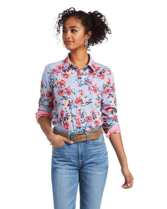 10039340 Ariat women's Kirby LS Shirt Austin floral stripe