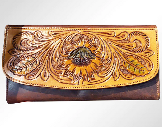 ADBGM102CAV7 Tooled Leather sunflower Purse