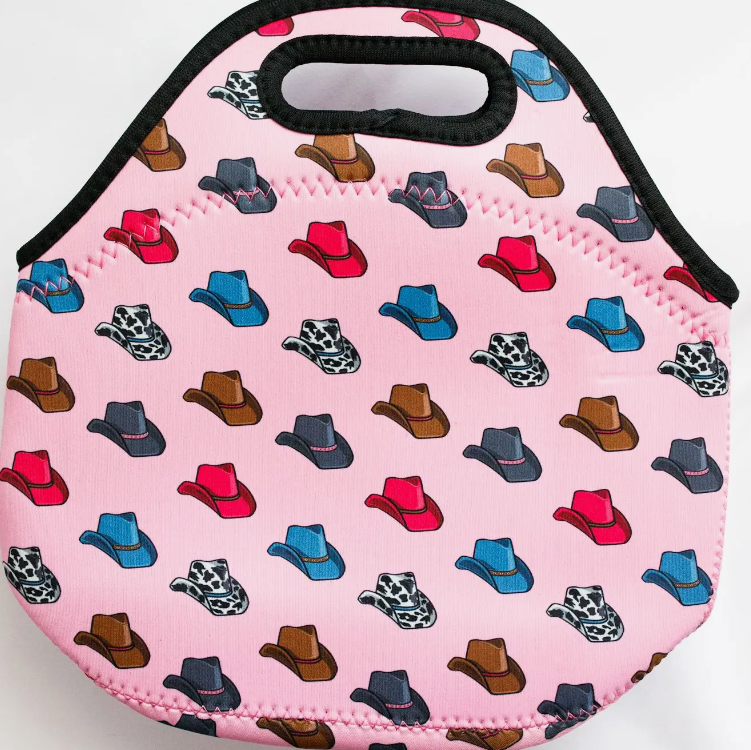 BAG008 USA Pink Cowboy Hat Lunch Tote