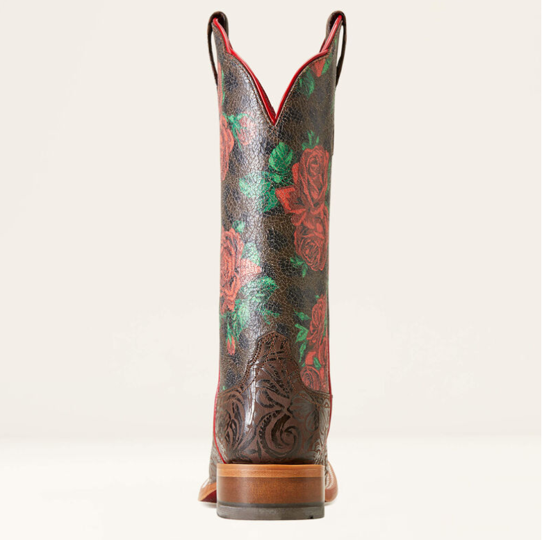 10046892 Ariat Women's Frontier Farrah Chocolate floral emboss/ Wild rose print