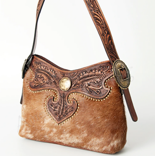 ADBGI170B USA American Indian Warrior Hide Leather Handbag