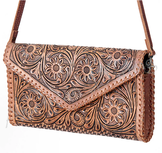 ADBG395BR USA Aiyana Tooled Leather Handbag