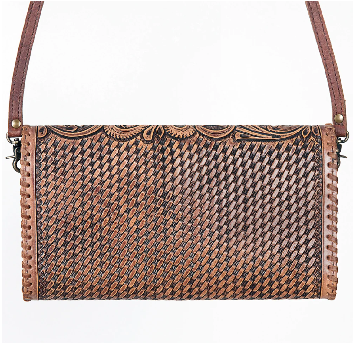 ADBG395BR USA Aiyana Tooled Leather Handbag