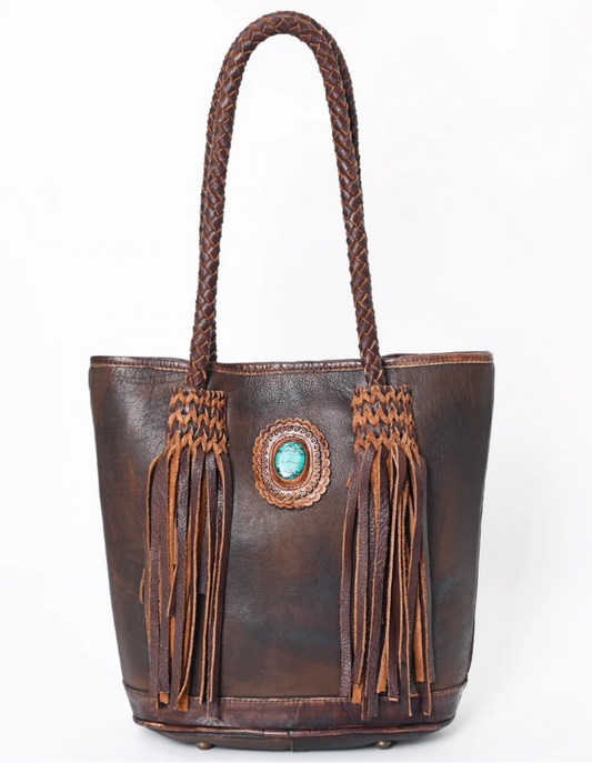 ADBGM312A USA Aged Turquoise Leather Handbag