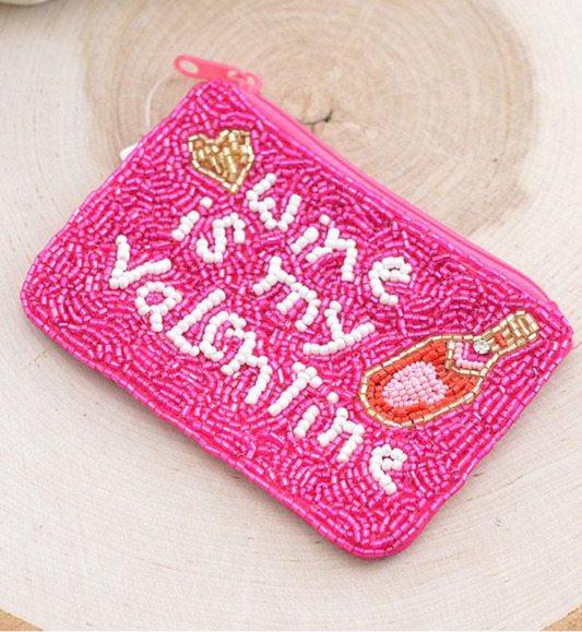 60-0124FU Valentines wine is my valentine purse