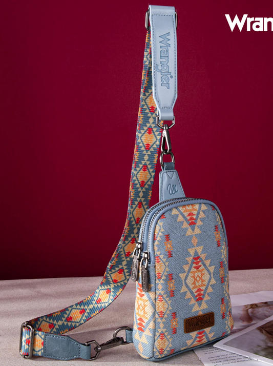 WG2205-210 Wrangler Aztec print crossbody sling bag - Brown