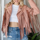 VJ70272-M1 Fringed Suede Jacket Dusty Pink