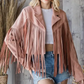 VJ70272-M1 Fringed Suede Jacket Dusty Pink