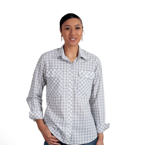 WWLS2403 Just Country Women's Abbey Grey Check Workshirt