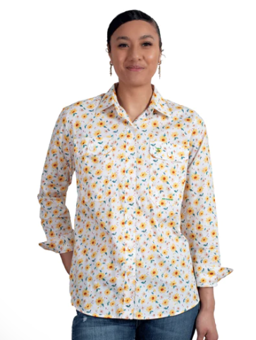 WWLS2412 Just Country Women's Abbey Workshirt White Marigold