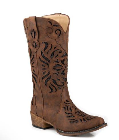 09-021-1566-3249 Roper Women's Glitz Vintage Brown/Black Glitter