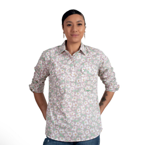 WWLS2401 Just Country Georgie Taupe Floral LS Shirt