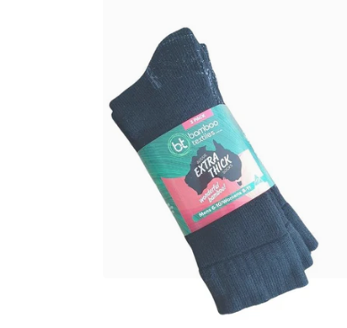 1BTAUSSIE3PACK BT AUSSIE EXTRA THICK SOCKS 3 PACK BLACK