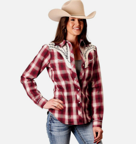 01-050-0024-3007 Roper Women's Special Collection LS Shirt Plaid Red