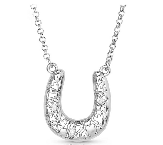 NC5700 Montana Silversmith Heartfelt Luck Horseshoe Necklace