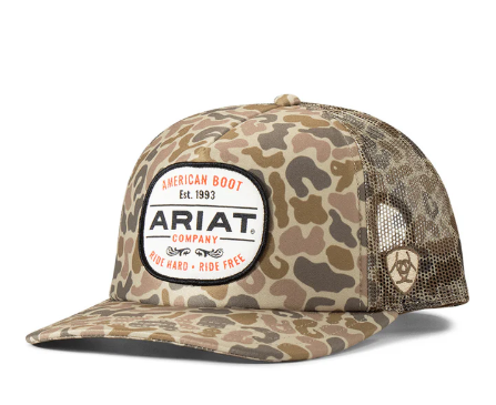 A3000871156 Ariat Men's Cap Duck Camo Patch Mesh Snap Back Cream/Beige