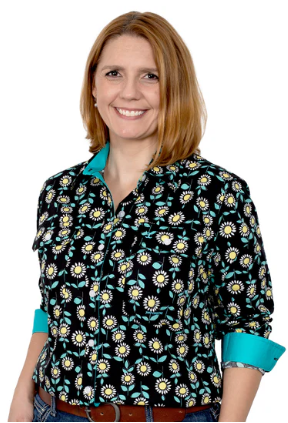 WWLS2272 Just Country Women's Abbey Black Sunflower LS Shirt