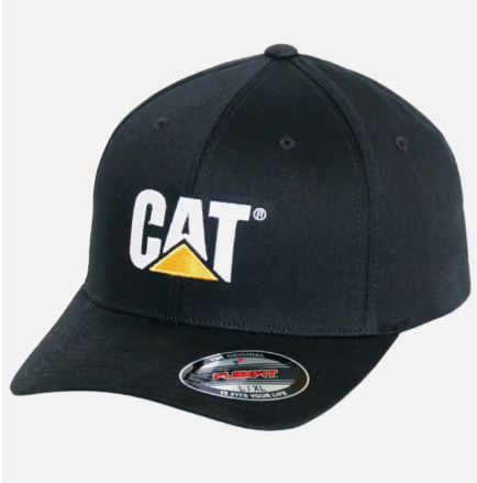 W01700.016 CAT Trademark Stretch Fit Black Cap