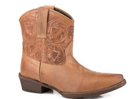 09-021-0980-2676 Roper Womens Dusty Tan Tooled Boots