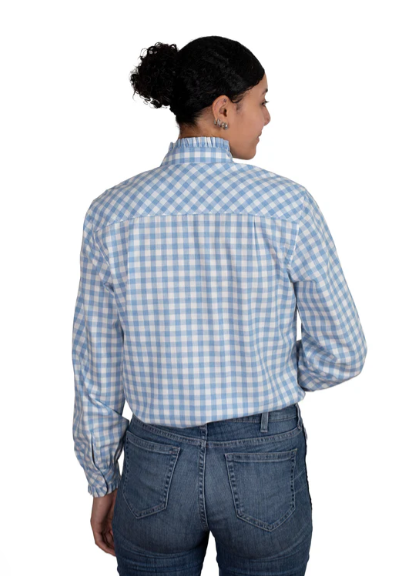 WWLS2446 Just Country Women's Abbey Frills  Blue Check