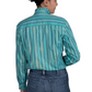 WWLS2455 Just Country Women's Abbey Frills full button print workshirt Turquise Stripe