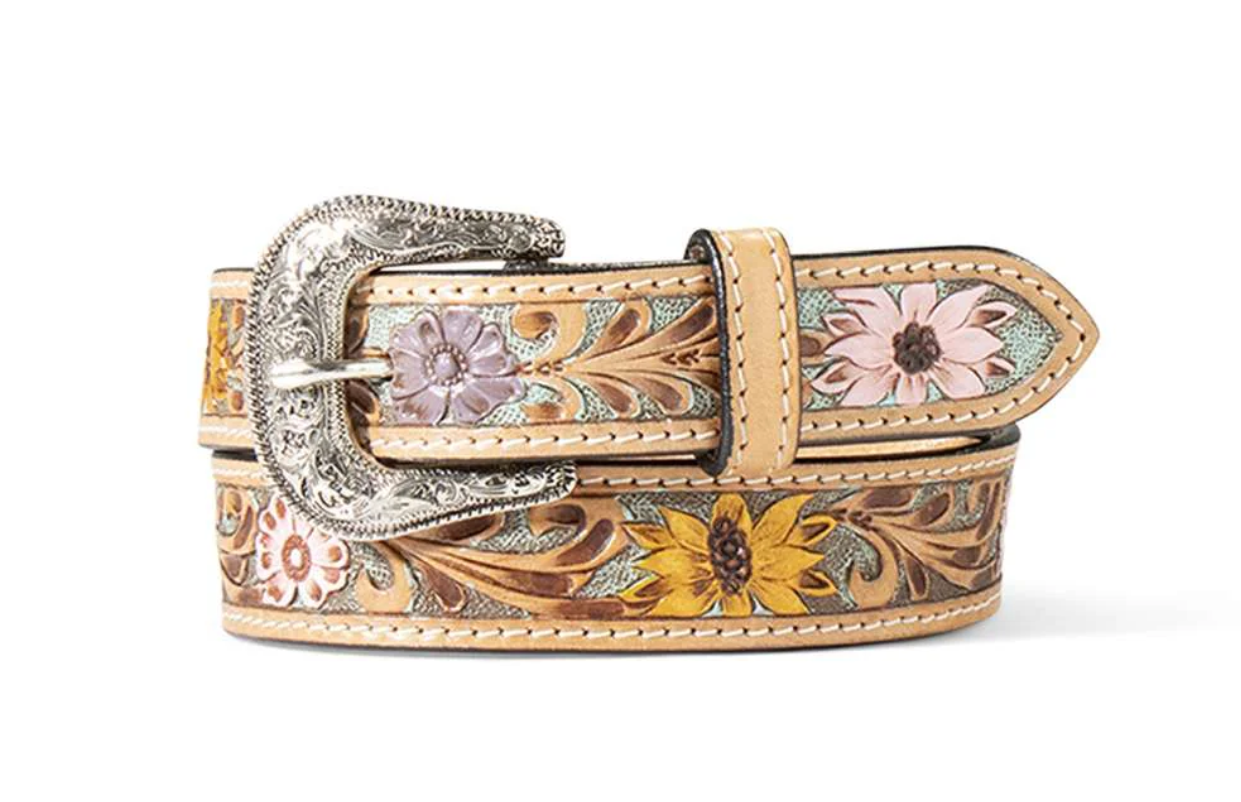 A1307797 Ariat Girls Sunflower Daisy hand tooled belt 1 1/4''