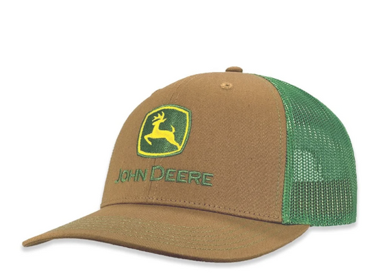 LP86114-JD John Deere Men's Trademark Logo Trucker Brown & Green