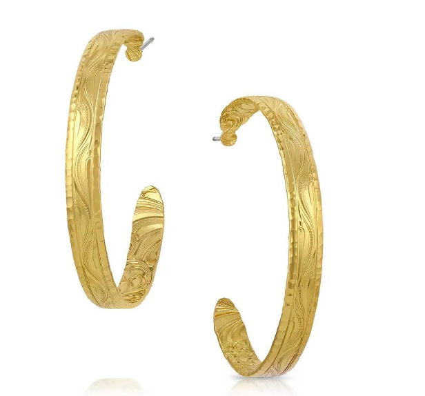 ER5663G Montana West Timeless Elegance Chiseled Hoop Earrings