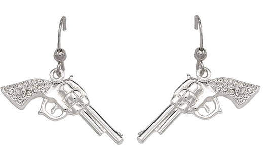 ER61242 Montana Earrings Cowgirl Pistols Rhinestone Handle Drop Earrings