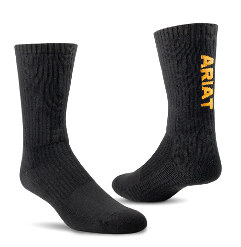 2239-002 Ariat Men's Premium Cotton Crew Socks Black