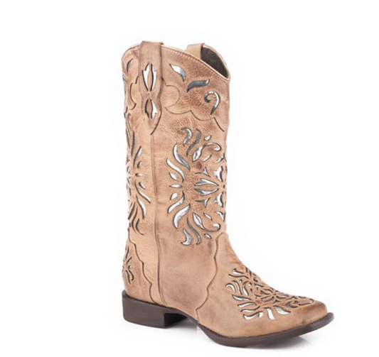 09-021-0914-3190 Roper Women's Belle II Tan Leather Cowboy Boots