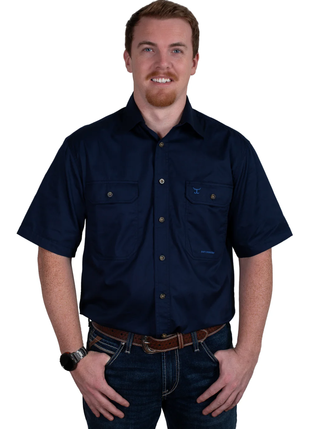 20204NVY Just Country Eddie Short Sleeve Full button Work shirt Navy