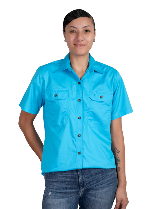 50504SKY Just Country Women's Maggie Short Sleeve Full button Work shirt Sky