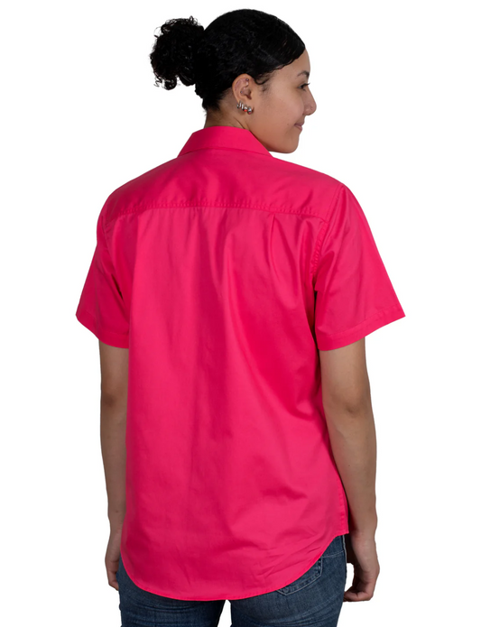 50504HPK Just Country Women's Maggie Short Sleeve Full button Work shirt Hot Pink