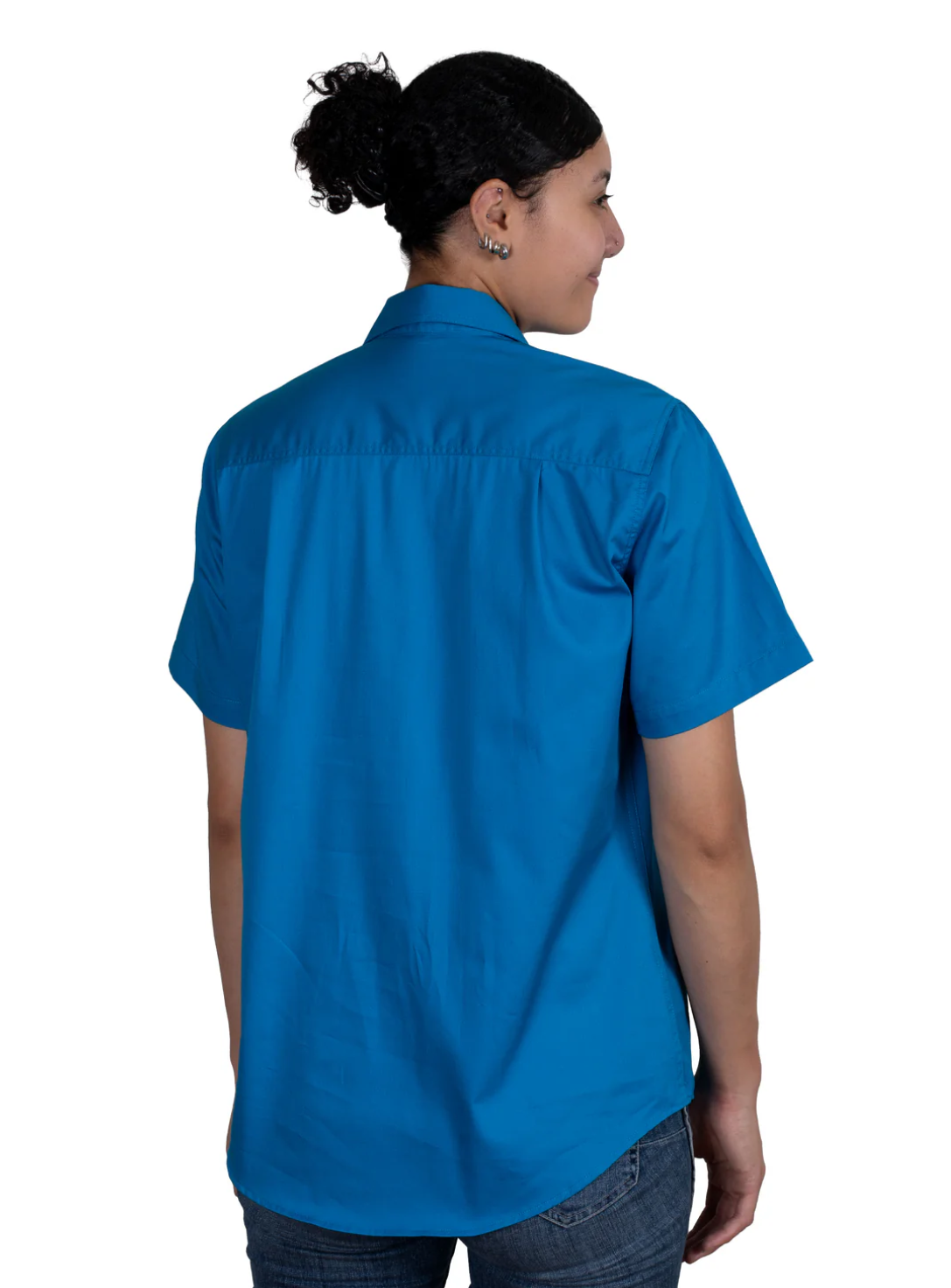 50506BJL Just Country Women's Evie Short Sleeve Half button Work shirt Blue jewel