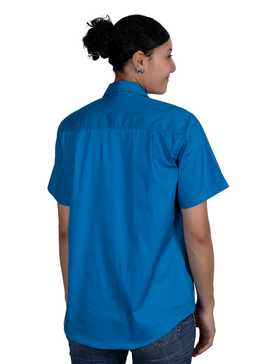 50506BJL Just Country Women's Evie Short Sleeve Half button Work shirt Blue jewel