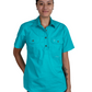 50506TUR Just Country Women's Evie Short Sleeve Half button Work shirt Turquoise